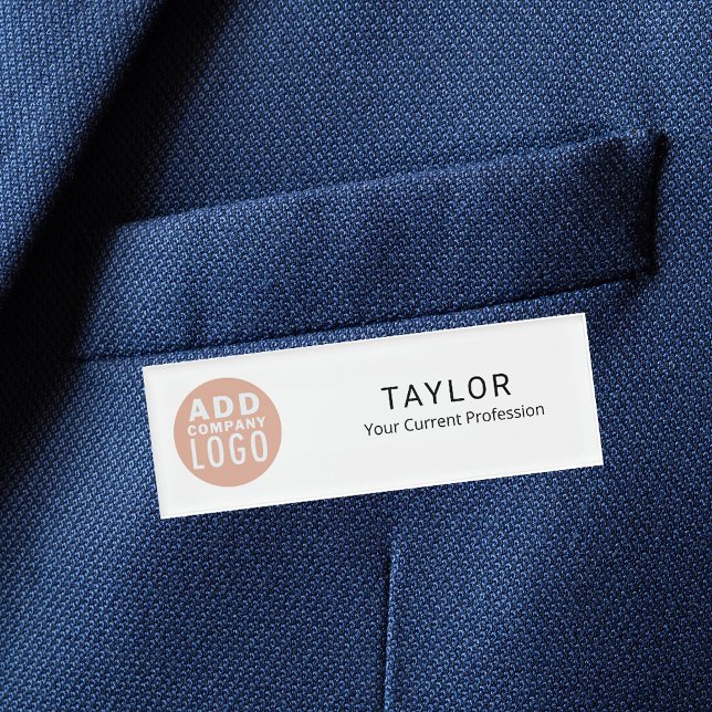 Badge D'identification Employé de l'entreprise du logo d'entreprise perso (Business Logo Minimalist Name Tag Magnet)