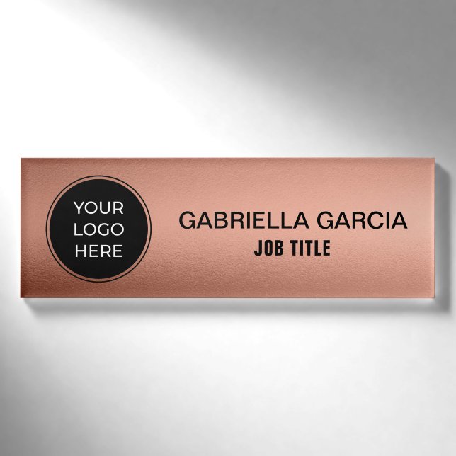 Badge D'identification Employé du logo Gold du Rose personnalisé (Devant)