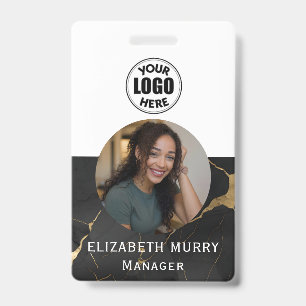 Badge d'identification employé en marbre noir élég