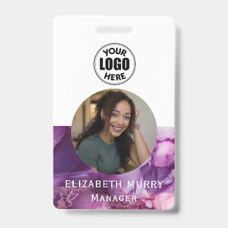 Badge d'identification employé en marbre violet él