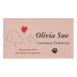 Badge D'identification Empreintes de pattes de technicien vétérinaire sur