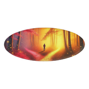 Badge D'identification Enchanted Crossroads - Vibrant Autumn Forest Art P