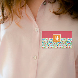 Badge D'identification Été amusant Monogramme élégant
