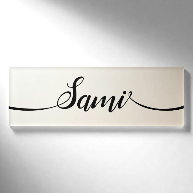 Badge D'identification Étiquette Calligraphie Personnel Employé Nom magné (Devant)