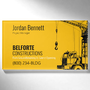 Badge D'identification Étiquette de nom de construction, design grue jaun