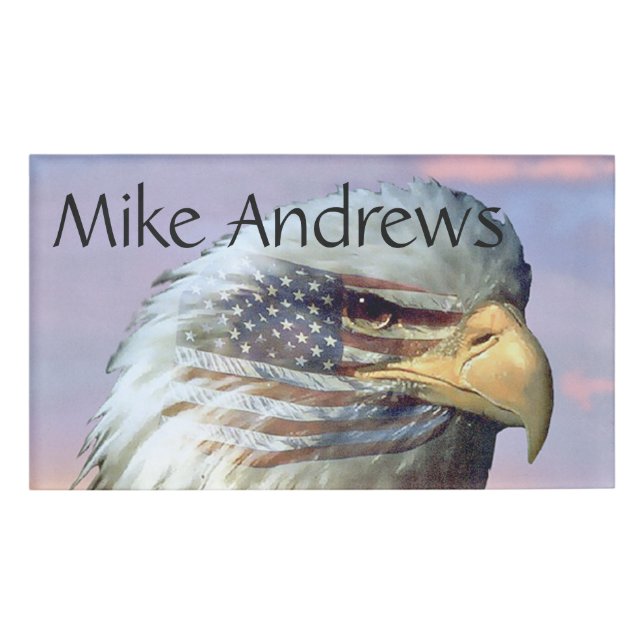 Badge D'identification Étiquette de nom de patriote de vétéran de drapeau (Devant)