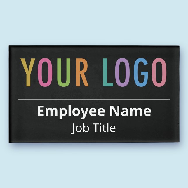 Badge D'identification Étiquette du nom du personnel Logo personnalisé No (MISOOK Magnetic Large Black Name Tag)