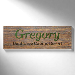 Badge D'identification Étiquette en bois rustique de prénom des employ