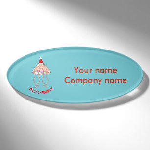 Badge D'identification Étiquette Nom personnalisé de la méduse de Noël