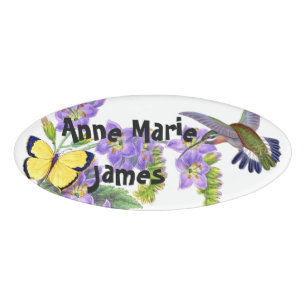 Badge D'identification Étiquette nommée florale de fleurs de papillon