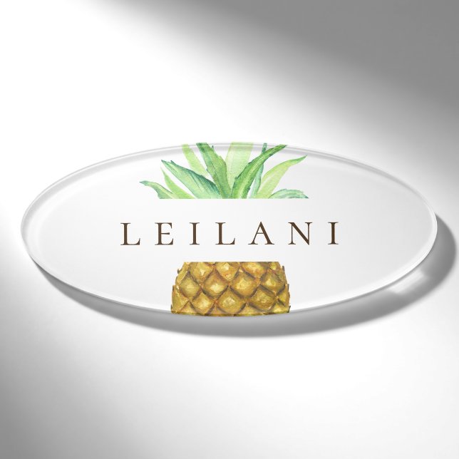 Badge D'identification Étiquette nommée personnalisée par île d'ananas (Devant)