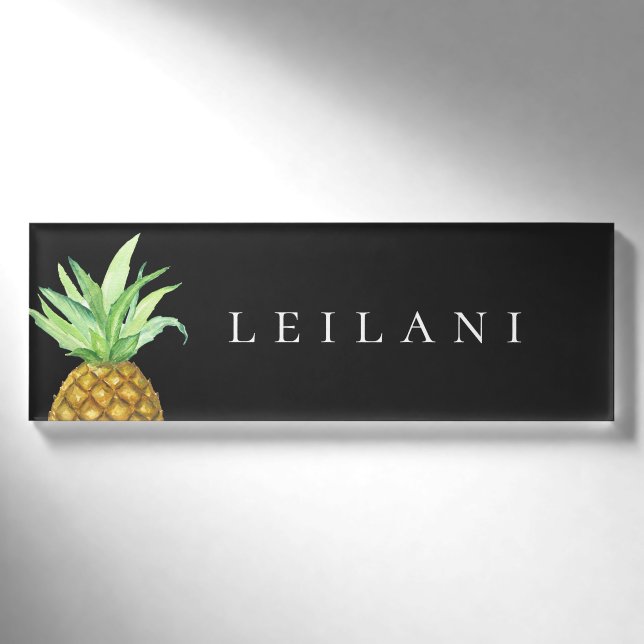 Badge D'identification Étiquette nommée personnalisée par île d'ananas (Devant)