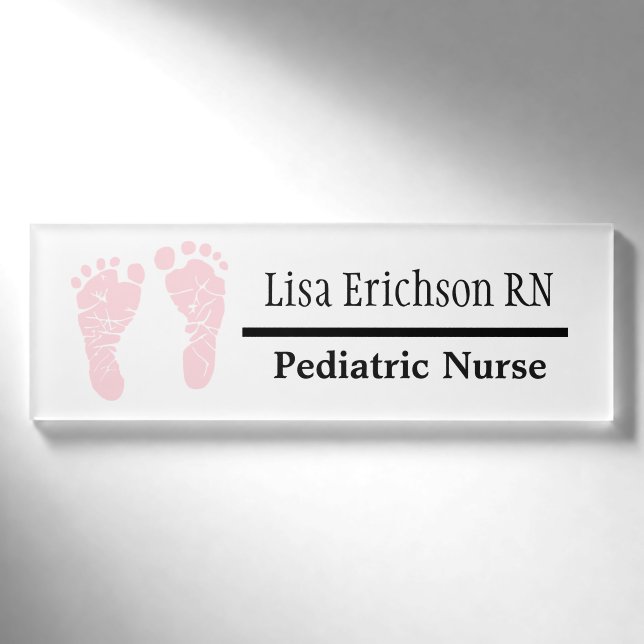 Badge D'identification Étiquette pédiatrique de nom de rose d'infirmière (Devant)