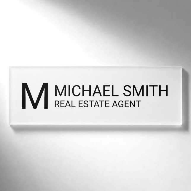 Badge D'identification Étiquette professionnelle personnalisée Monogramme (Devant)