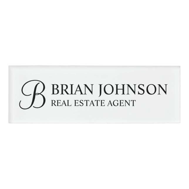 Badge D'identification Étiquette professionnelle personnalisée Monogramme (Devant)
