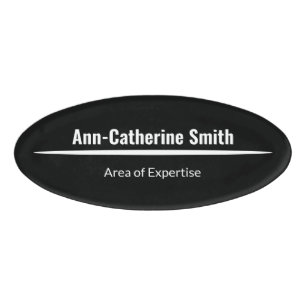 Badge D'identification Expertise professionnelle moderne Noir Blanc Oval