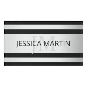 Badge D'identification Faux Contemporain Silver Ombre Grandes Tailles & N