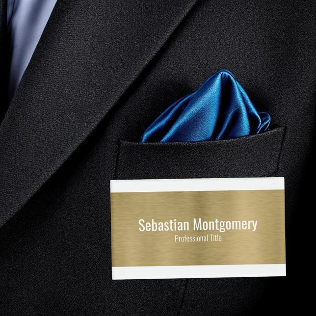 Badge D'identification Faux Metallic Professional Brossé Gold Texte noir (magnetic back name tag)