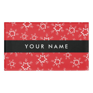 Badge D'identification Flammes de neige rouges et blanches, Votre nom, Pe