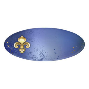 Badge D'identification Fleur de Lis dorée sur fond bleu