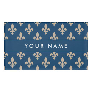 Badge D'identification Fleur de Lis Motif, française, royale, crème, bleu