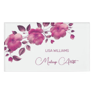Badge D'identification Fleur métallique rose brillant