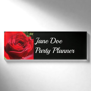 Badge D'identification Fleur rose rouge vif Belle florale
