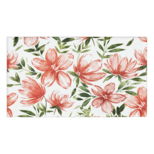 Badge D'identification Fleurs d'aquarelle rouge