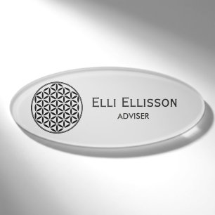 Badge D'identification FLEURS DE VIE - Symbole de géométrie sacrée plein