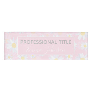 Badge D'identification Fleurs marguerites blanches Classy Design botaniqu