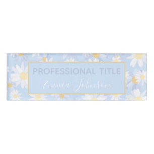 Badge D'identification Fleurs marguerites Bleues Classiques