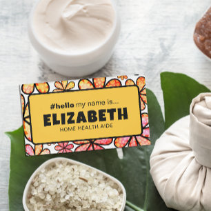 Badge D'identification Fleurs Rétro Mignonnes Bonjour Mon Nom Est Infirmi