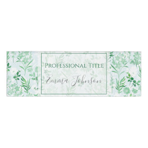 Badge D'identification Fleurs vertes Peinture Botanique