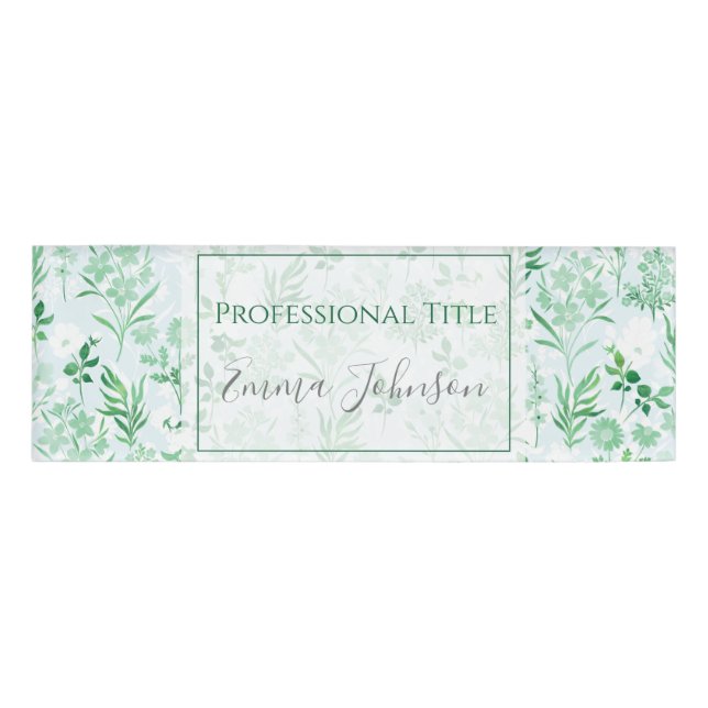 Badge D'identification Fleurs vertes Peinture Botanique (Devant)