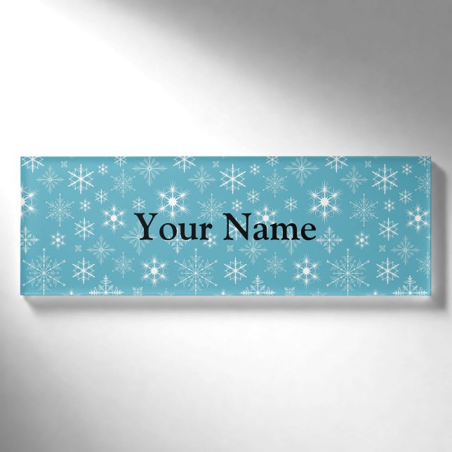 Badge D'identification Flocons de neige sur l'arrière - plan bleu (Devant)