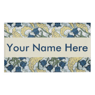 Badge D'identification Floral Blue Flowers Lily Valley Répétition