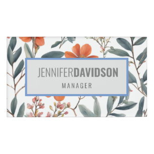 Badge D'identification Floral moderne minimaliste élégant professionnel