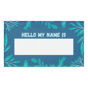 Badge D'identification Floral turquoise