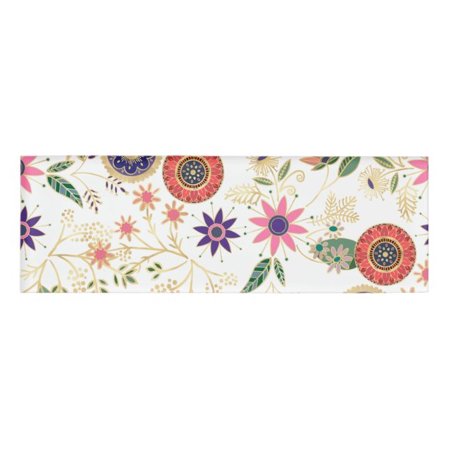 Badge D'identification Flore folklorique branchée Flore originale Design  (Devant)