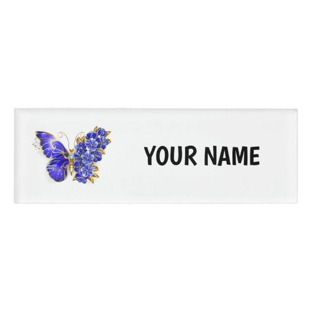 Badge D'identification Flower Sapphire Butterfly (Devant)