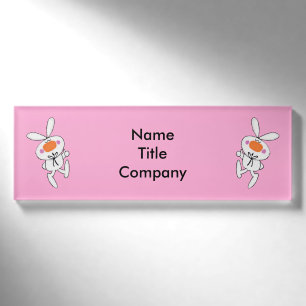 Badge D'identification Fun Whistler lapins blancs sur Hot Rose