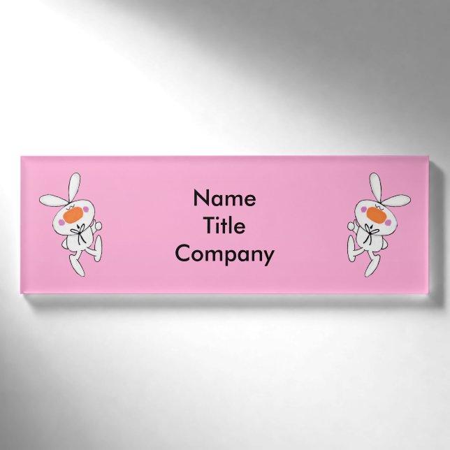 Badge D'identification Fun Whistler lapins blancs sur Hot Rose (Devant)
