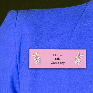 Badge D'identification Fun Whistler lapins blancs sur Hot Rose