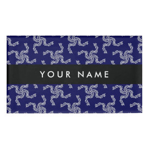 Badge D'identification Garland de Noël, Bleu, Votre nom, Personnaliser