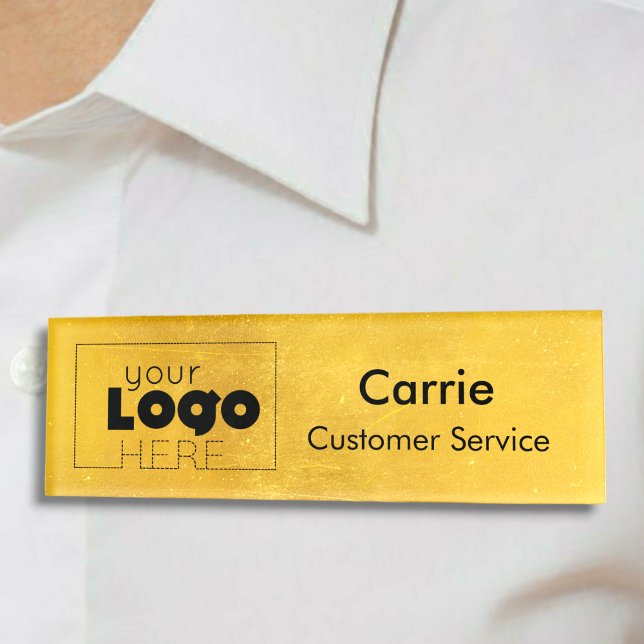 Badge D'identification Gold Faux Foil Votre logo Nom du personnel de l'em (Créateur téléchargé)