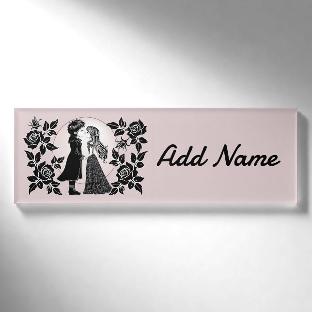 Badge D'identification Gothique Emo Enfants Kiss Valentine's Day (Devant)
