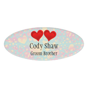 Badge D'identification Gradients RED LOVE HEART + votre backgr. & idées