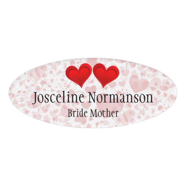 Badge D'identification Gradients RED LOVE HEART + votre backgr. & idées (Devant)