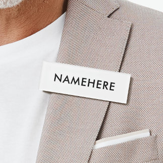 Badge D'identification Grandes Polices de base Simple Minimaliste Blanc