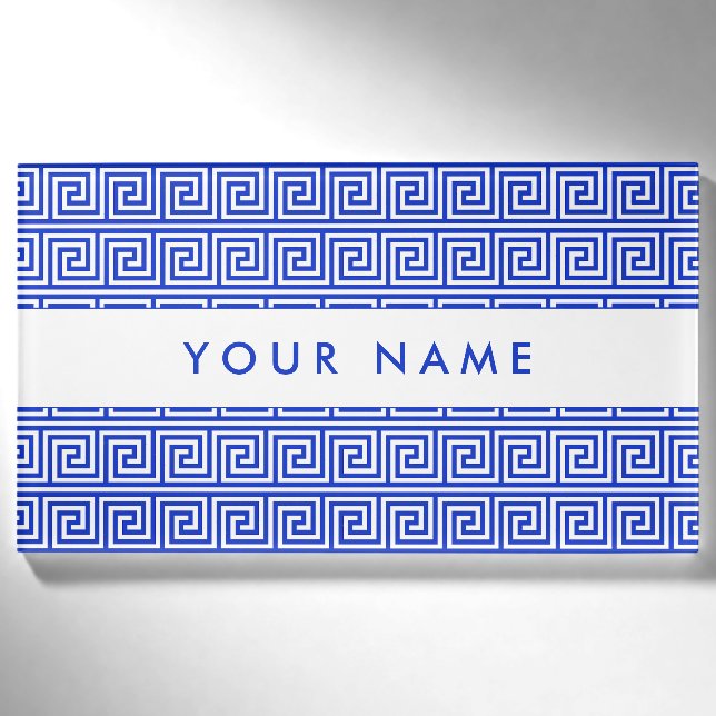Badge D'identification Grec Meander Carré Motif (Devant)